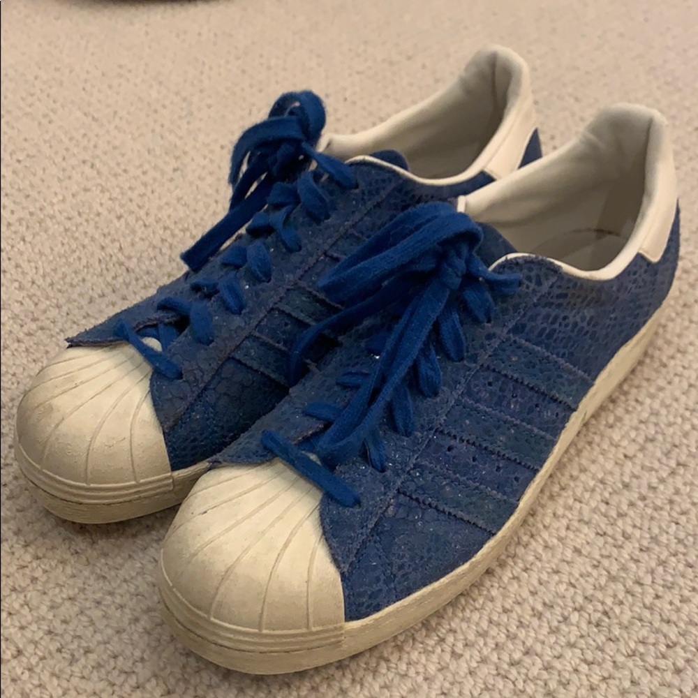 Blue adidas superstar sneakers